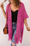 Openwork Open Front Cardigan with Fringes - Trendsi - Flyclothing LLC