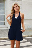 Halter Neck Romper with Pockets - Trendsi - Flyclothing LLC