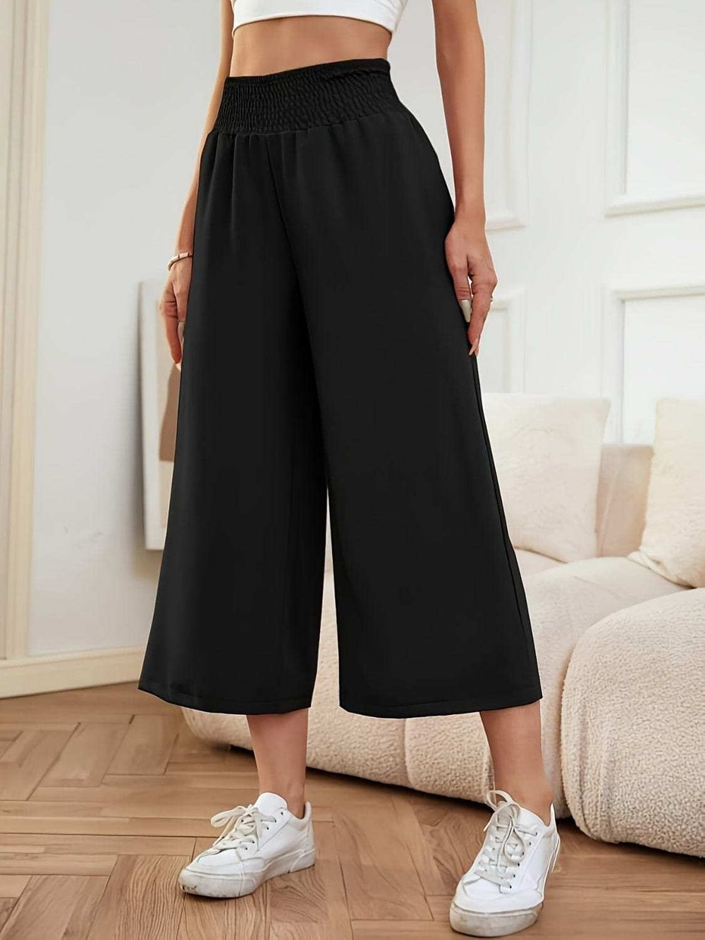Elastic Waist Wide Leg Pants - Trendsi - Flyclothing LLC