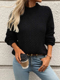 Mock Neck Long Sleeve Sweater - Trendsi - Flyclothing LLC