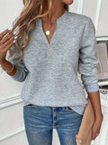 Quarter Zip Textured Long Sleeve Sweatshirt - Trendsi - Flyclothing LLC