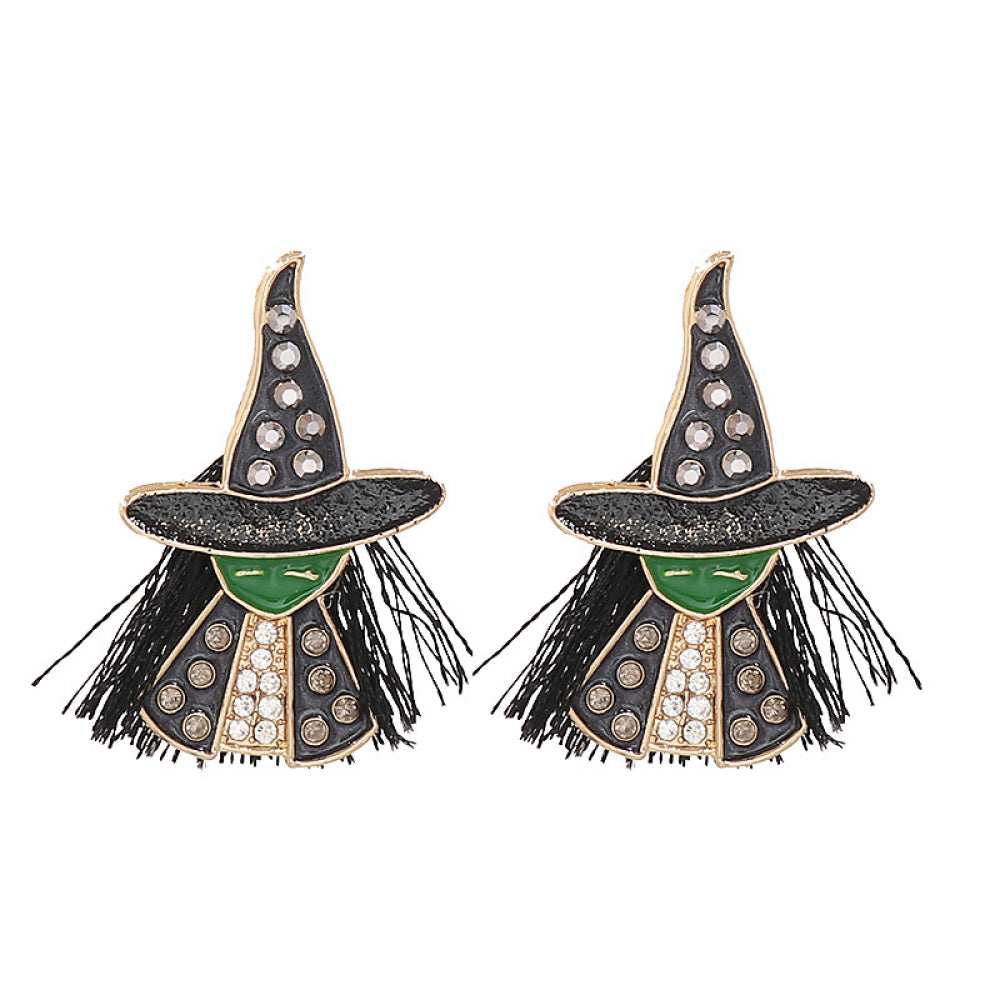 Witch Rhinestone Alloy Earrings - Trendsi - Flyclothing LLC