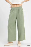 Umgee Frayed Hem Wide Leg Pants - Trendsi - Flyclothing LLC