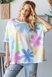 HOPELY Floral Round Neck Waffle T-Shirt - Trendsi - Flyclothing LLC
