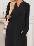 Casual Ribbed Knit Long Sleeve Dress - Trendsi - Flyclothing LLC