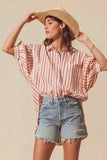SO ME Multicolored Stripe Button Down Shirt - Trendsi - Flyclothing LLC