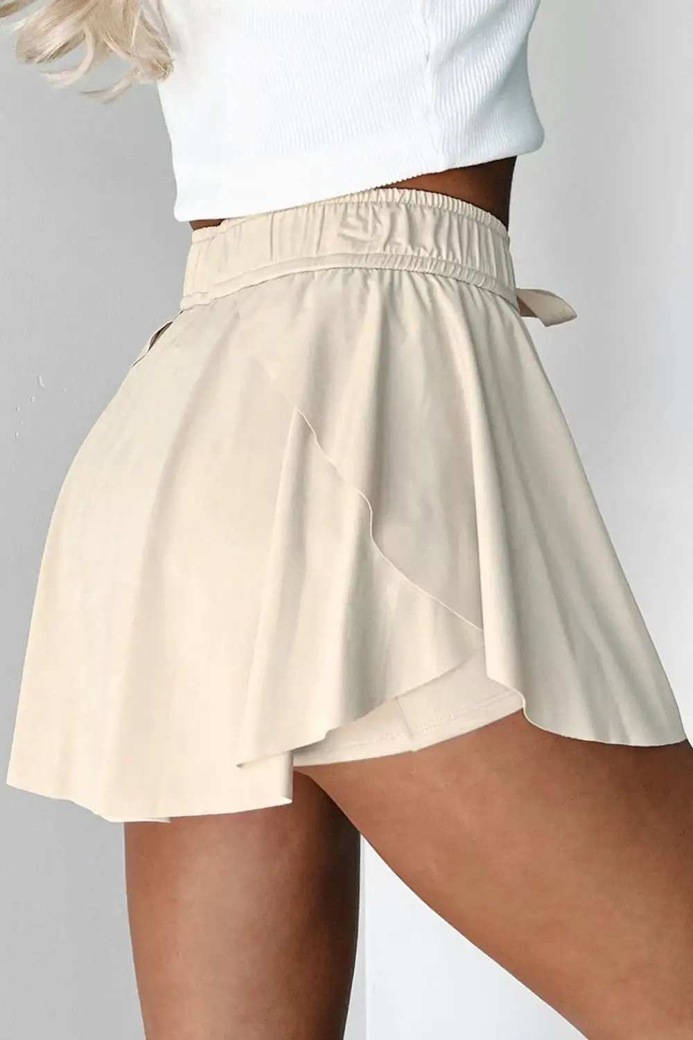 Drawstring High Waist Lined Active Skorts - Trendsi - Flyclothing LLC