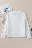 Rainbow Trim Round Neck Long Sleeve Sweatshirt - Trendsi - Flyclothing LLC