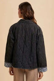 Annie Wear Quilted Printed Lining Snap Down Denim Jacket - Trendsi - Flyclothing LLC
