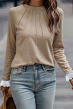Lace Detail Round Neck Long Sleeve T-Shirt - Trendsi - Flyclothing LLC