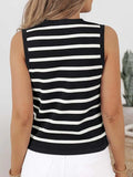 Striped V-Neck Knit Vest - Trendsi - Flyclothing LLC