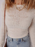Sheer Lace Long Sleeve Cropped Top - Trendsi - Flyclothing LLC