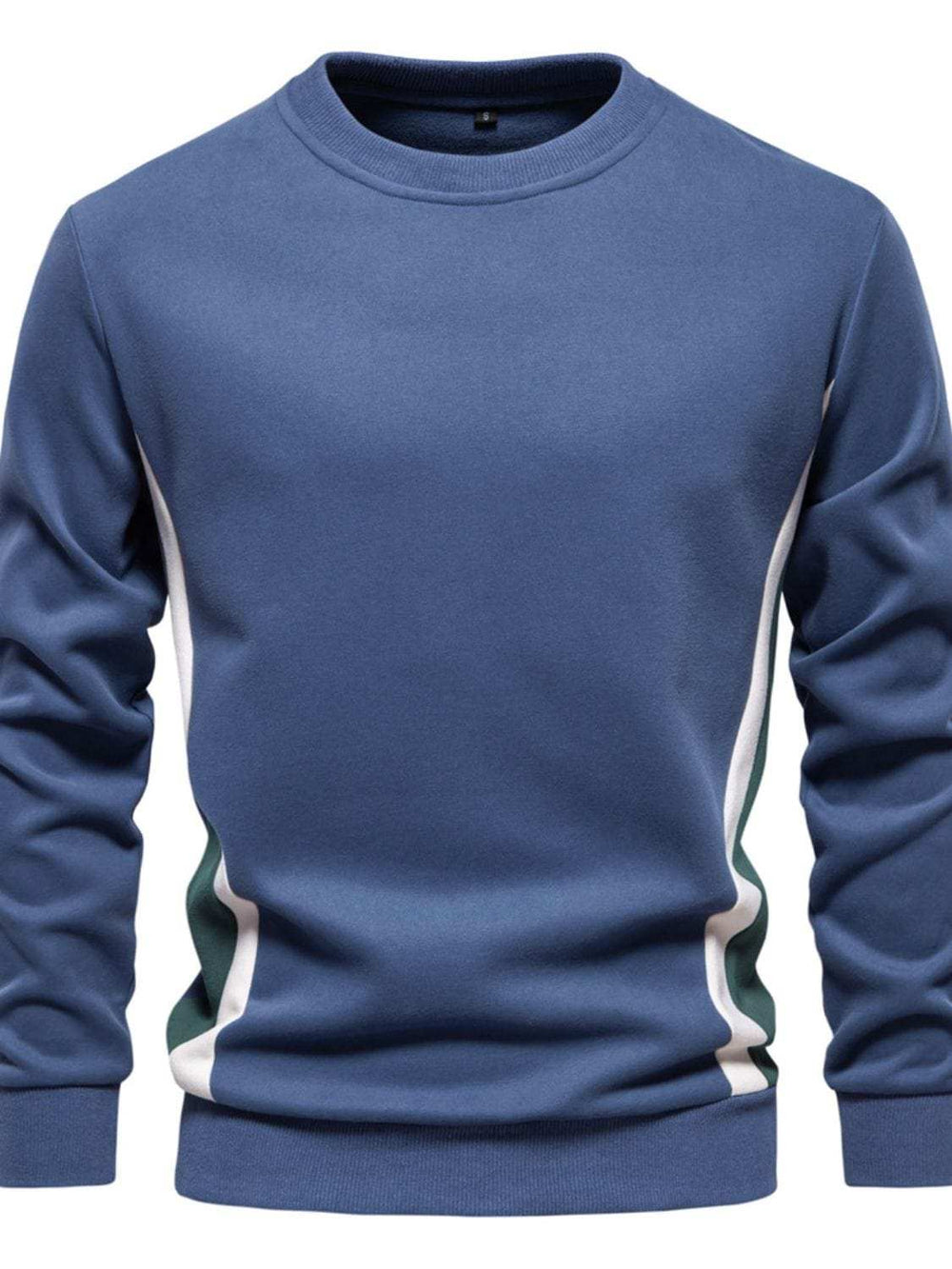 Men's Side Striped Contrast Round Neck Sweatshirt - Trendsi - Flyclothing LLC
