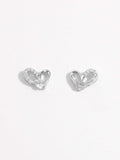 925 Sterling Silver Inlaid Zircon Heart Earrings - Trendsi - Flyclothing LLC