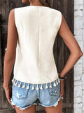 Tassel Printed V-Neck Tank - Trendsi - Flyclothing LLC