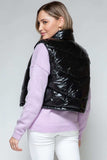 Snobbish Zip Up Turtleneck Shiny Quilted Vest - Trendsi - Flyclothing LLC