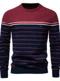 Men's Striped Round Neck Long Sleeve Sweater - Trendsi - Flyclothing LLC