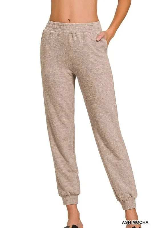 Zenana Cotton Slub Jogger Pants - Trendsi - Flyclothing LLC