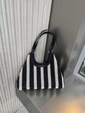 Contrast Striped Tote Bag - Trendsi - Flyclothing LLC