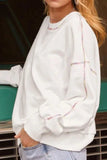 Rainbow Trim Round Neck Long Sleeve Sweatshirt - Trendsi - Flyclothing LLC