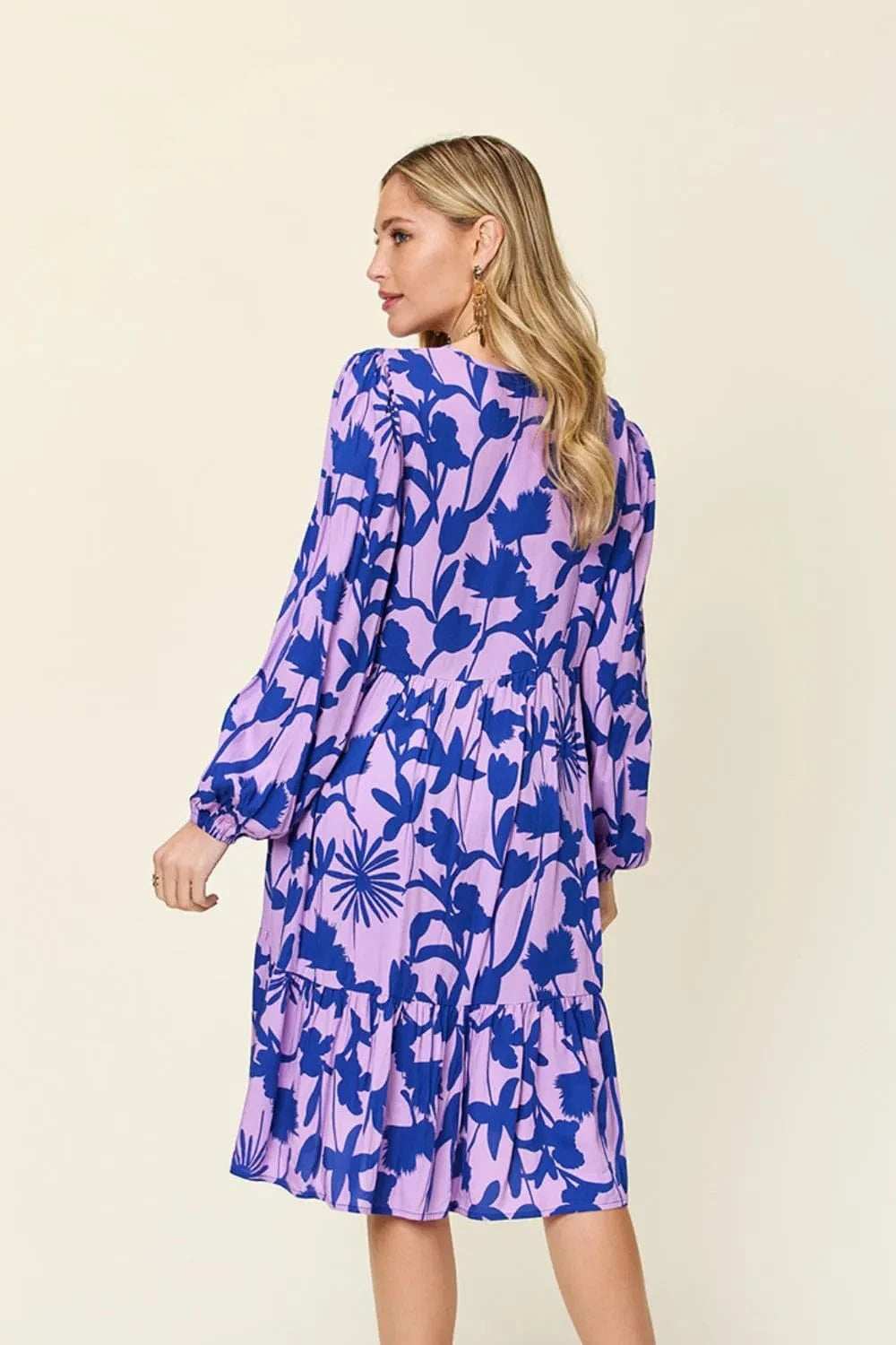 Double Take Full Size Printed Ruffle Hem Dress with Pocket - Trendsi - Flyclothing LLC