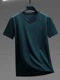 Men's Plus Size V-Neck Short Sleeve T-Shirt - Trendsi - Flyclothing LLC