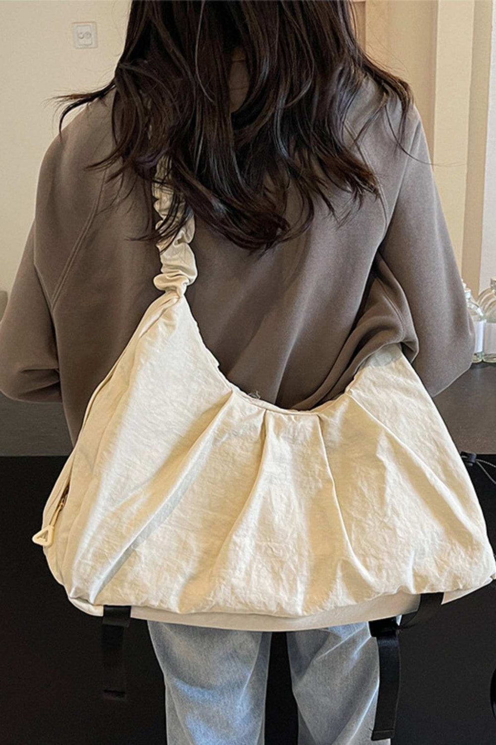 Drawstring Strap Ruched Crossbody Bag - Trendsi - Flyclothing LLC