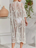 Lace Detail Open Front Longline Cover-Up - Trendsi - Flyclothing LLC