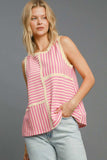Umgee Round Neck Texture Striped Tank - Trendsi - Flyclothing LLC