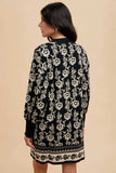Annie Wear Floral Jacquard Round Neck Sweater Dress - Trendsi - Flyclothing LLC