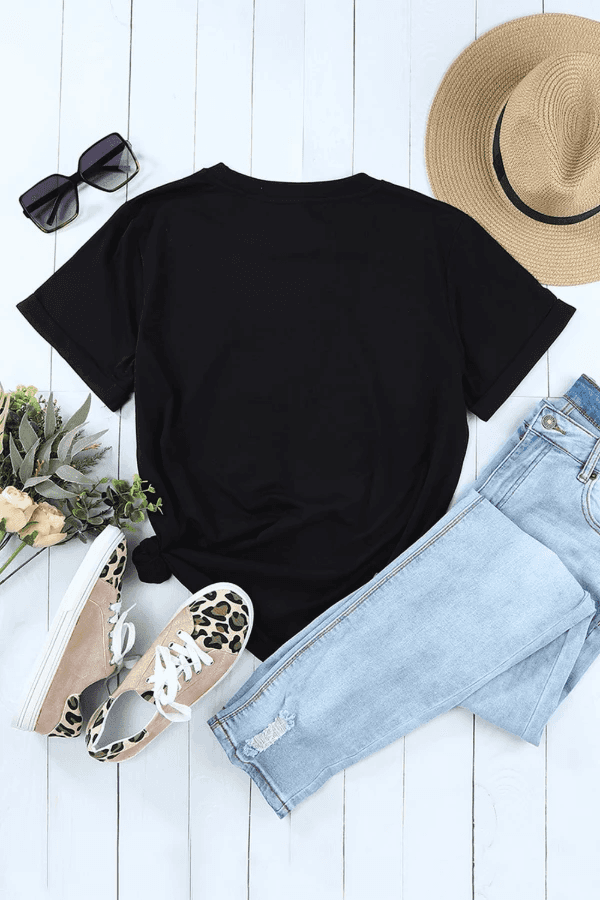 AMEN Bow Round Neck Short Sleeve T Shirt - Trendsi - Flyclothing LLC