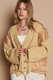 POL Quilting Patch Button Up Cable Knit Jacket - Trendsi - Flyclothing LLC