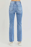RISEN Full Size Distressed High-Rise Ankle Straight Jeans - Trendsi - Flyclothing LLC