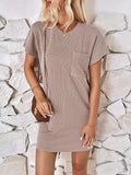 Round Neck Short Sleeve Mini Dress - Trendsi - Flyclothing LLC