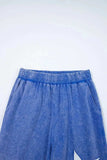 Acid Wash Star Patched Rolled Trim Top and Pants Set - Trendsi - Flyclothing LLC