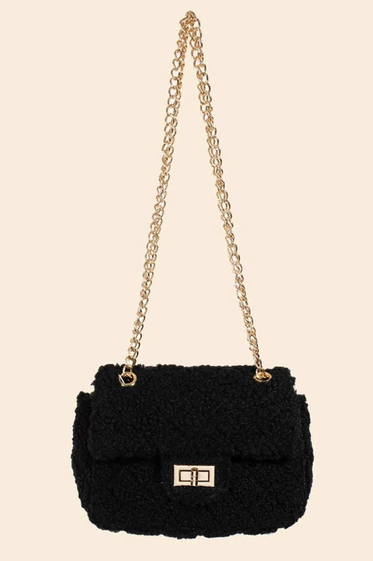 Fame Faux Fur Rectangle Crossbody Bag - Trendsi - Flyclothing LLC