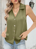 Johnny Collared Button Up Sleeveless Top - Trendsi - Flyclothing LLC