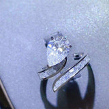 3 Carat Moissanite Zircon 925 Sterling Silver Bypass Ring - Trendsi - Flyclothing LLC
