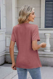 Solid Color Surplice Short Sleeve Blouse - Trendsi - Flyclothing LLC