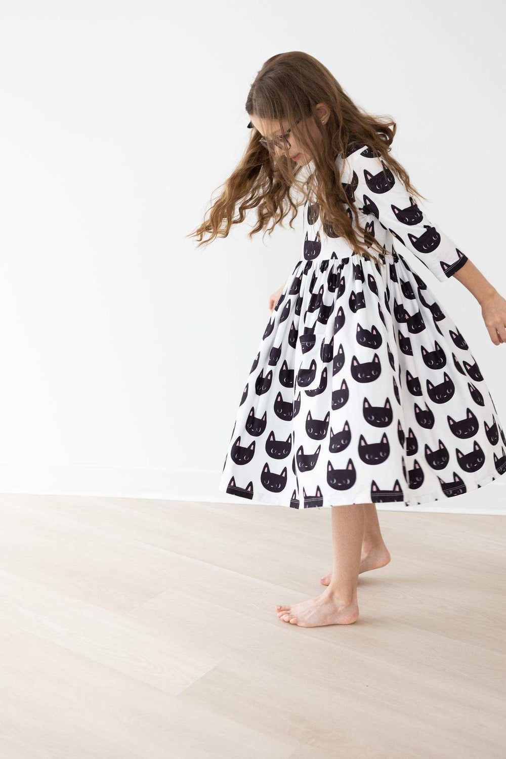 Purrfect 3/4 Sleeve Pocket Twirl Dress - Mila & Rose ® - Flyclothing LLC