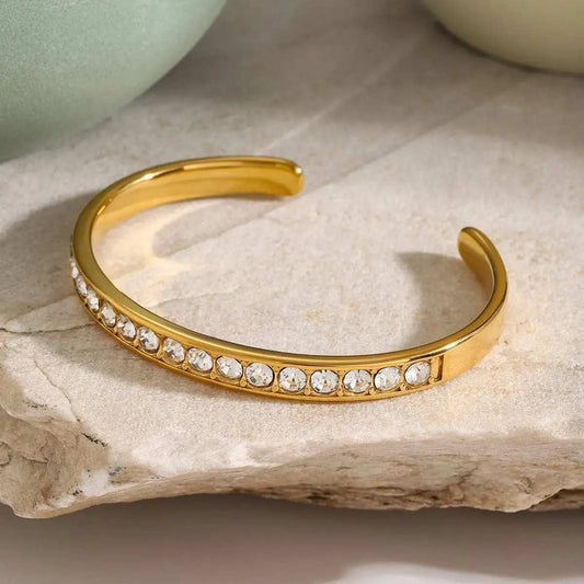 Stainless Steel Inlaid Zircon Bracelet - Trendsi - Flyclothing LLC