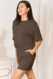 Basic Bae Bamboo Full Size Round Neck Drop Shoulder T-Shirt and Shorts Set - Trendsi - Flyclothing LLC
