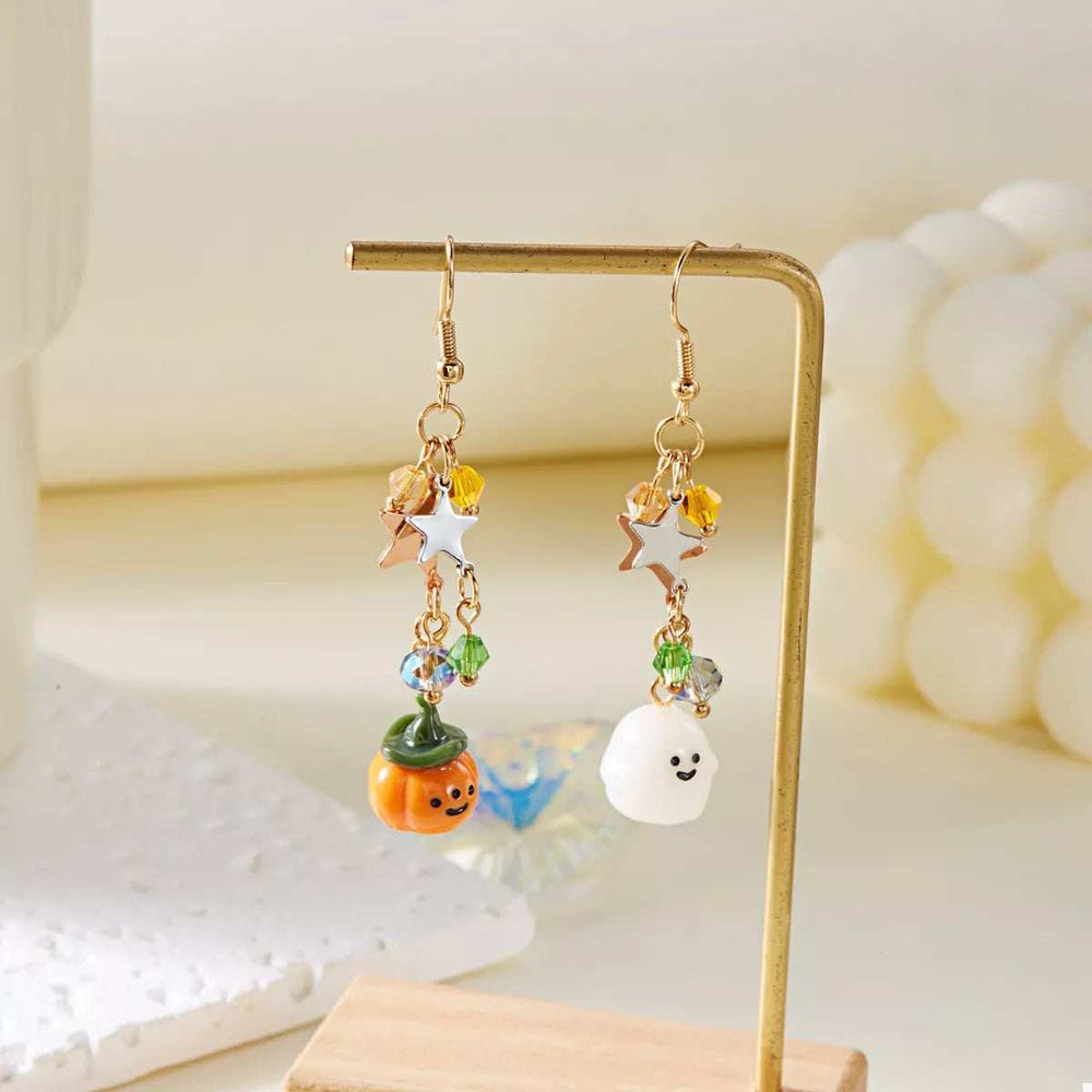 Halloween Asymmetrical Pumpkin Ghost Earrings - Trendsi - Flyclothing LLC