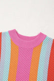 Color Block Eyelet Casual Knit Top - Trendsi - Flyclothing LLC