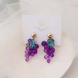 Grape Cluster Beaded Dangle Earrings - Trendsi - Flyclothing LLC