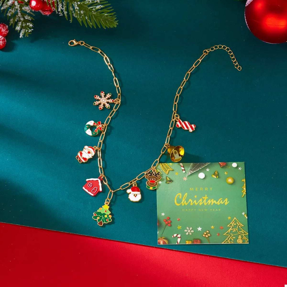 18K Gold-Plated Resin Christmas Theme Necklace - Trendsi - Flyclothing LLC