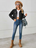 Button Up Long Sleeve Denim Jacket - Trendsi - Flyclothing LLC