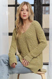 ADORA High-Low Side Slit V-Neck Sweater - Trendsi - Flyclothing LLC