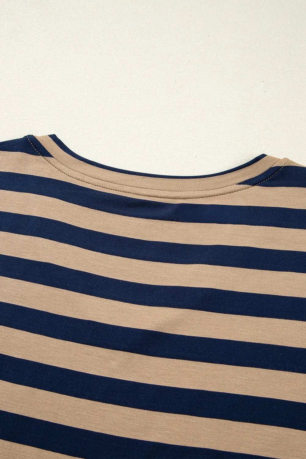 Casual Striped V-Neck Midi T-Shirt Dress - Trendsi - Flyclothing LLC