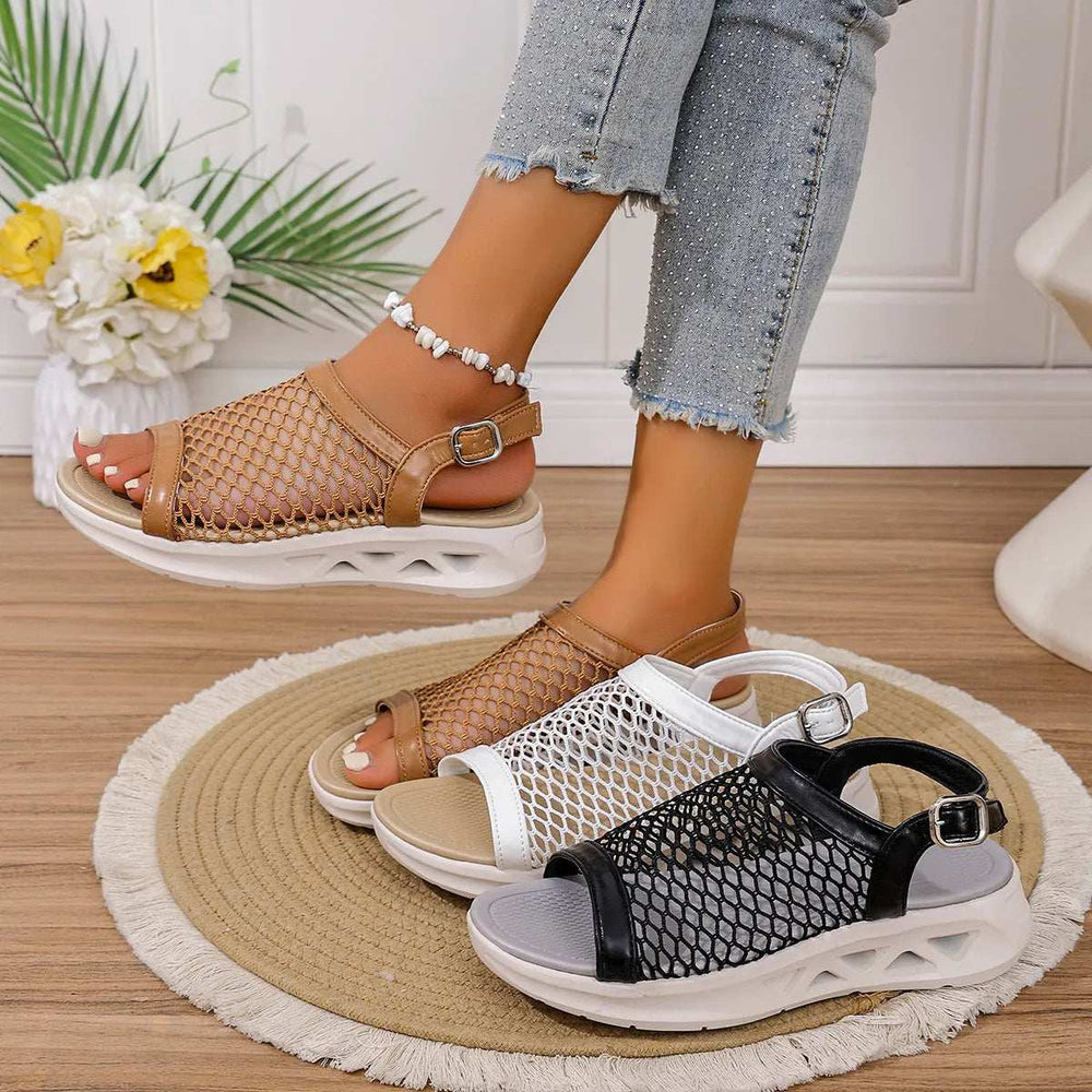 Woven Mesh Comfort Platform Sandals - Trendsi - Flyclothing LLC